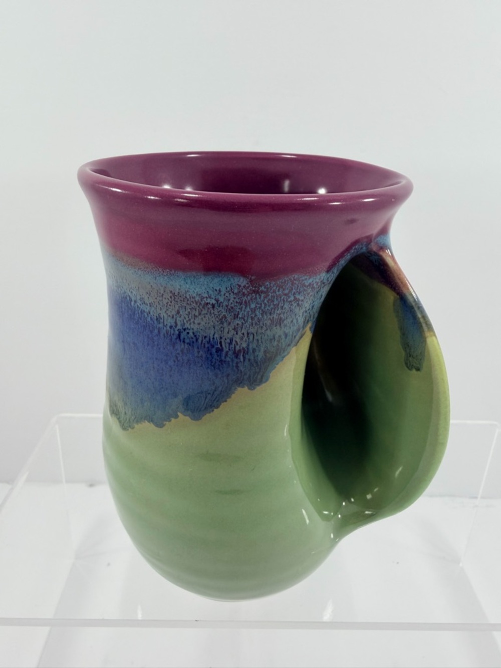 SIGNED NEHER Ceramic Pottery RIGHT HANDED Warmer Mug Coffee Tea Mug Cup 2018